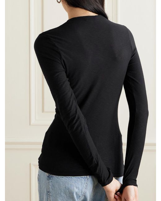 James Perse Black Slub Cotton-Jersey Top