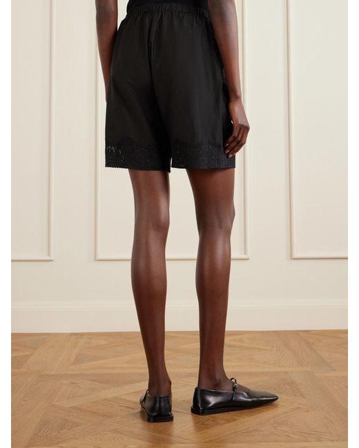 Alix Of Bohemia Black Tillie Prima Cotton And Silk Blend Straight-Leg Shorts