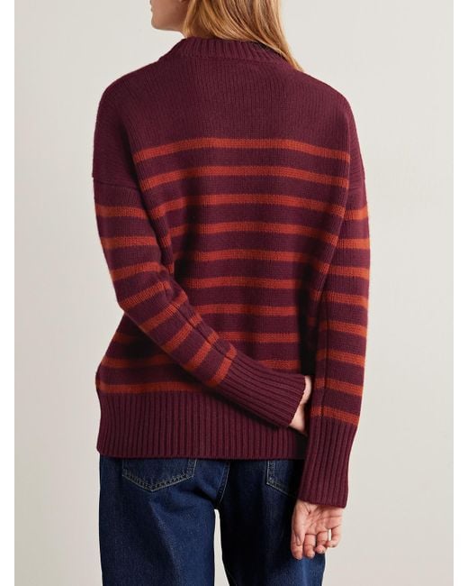 La Ligne Red Marin Striped Wool And Cashmere-Blend Sweater