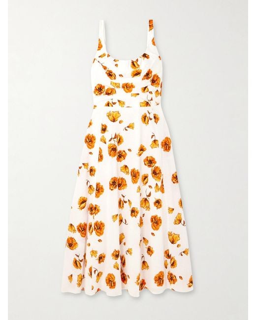 Emilia Wickstead White Verena Floral-Print Swiss-Dot Cotton-Blend Midi Dress
