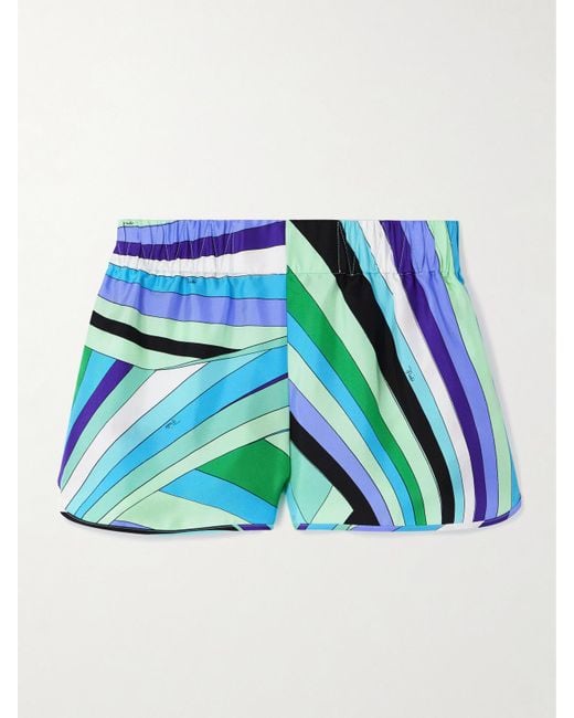 Emilio Pucci Blue Printed Silk-Twill Shorts