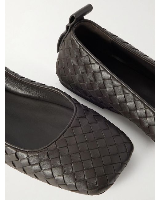 Bottega Veneta White Charlotte Intrecciato Leather Ballet Flats