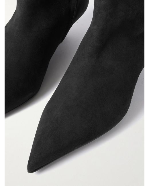 Totême  Black Sharp Suede Knee Boots