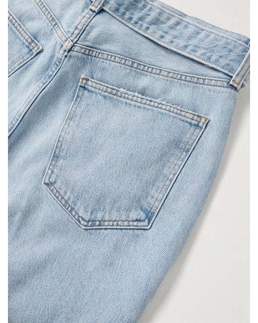 Agolde Blue Cuffed Taper Belted Mid-Rise Straight-Leg Jeans