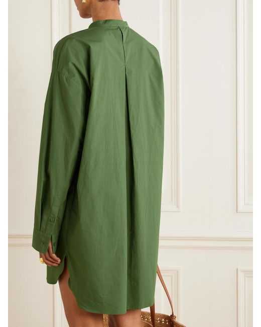Matteau Green Oversized Organic Cotton-Poplin Mini Shirt Dress