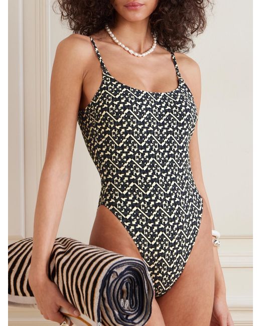 Tory Burch White Printed Underwired Swimsuit