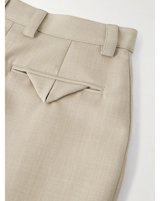 Bottega Veneta Natural Belted Paneled Wool-Twill Tapered Pants