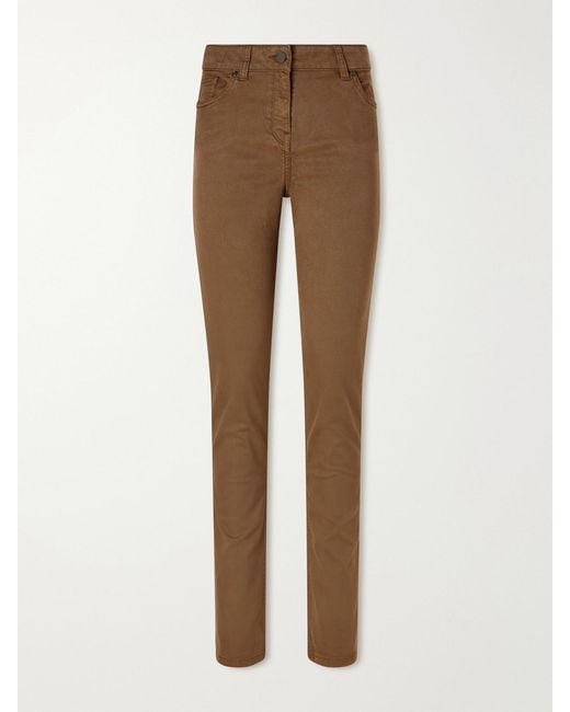 James Purdey & Sons Natural Cotton, Lyocell And Silk-Blend Skinny-Leg Pants