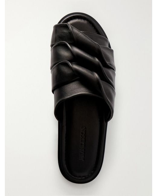J.W. Anderson Black Coil Leather Slides