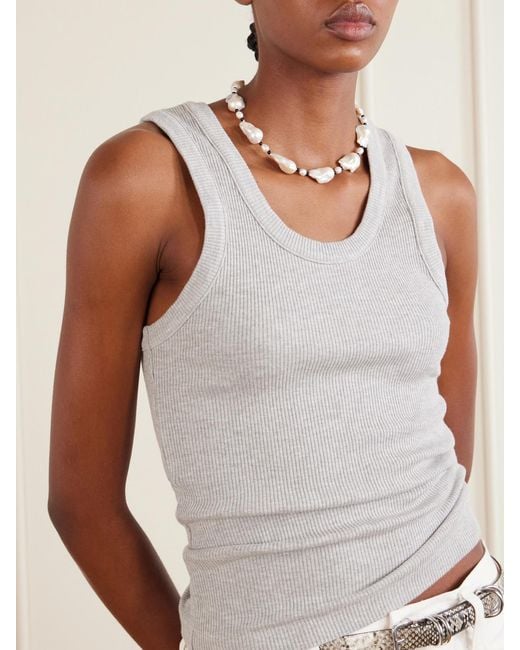 Agolde Gray Poppy Ribbed Stretch Organic Cotton And Tencel Lyocell-Blend Jersey Tank