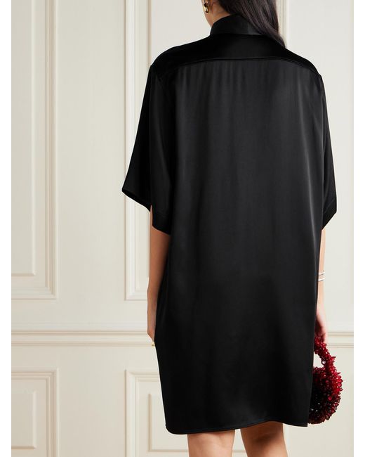 Stella McCartney Black Tie-Neck Satin-Crepe Mini Dress