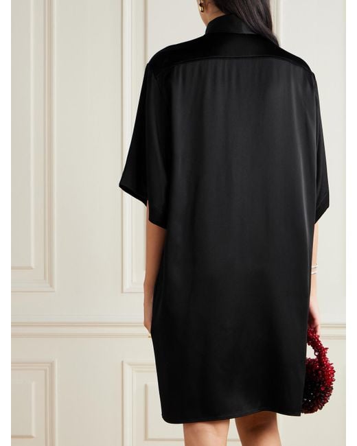 Stella McCartney Black Minikleid Aus Glänzendem Crêpe Mit Schluppe
