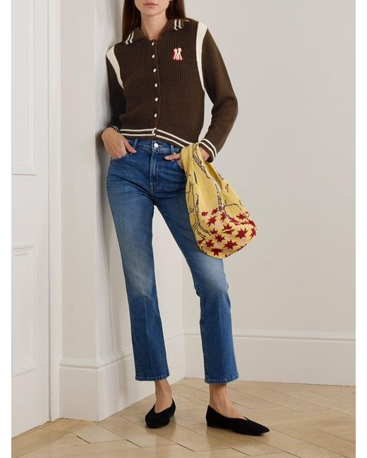Mother Blue The Insider Cropped High-Rise Bootcut Jeans
