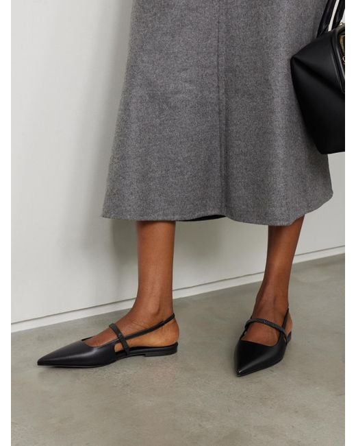Brunello Cucinelli White Leather Ballet Flats