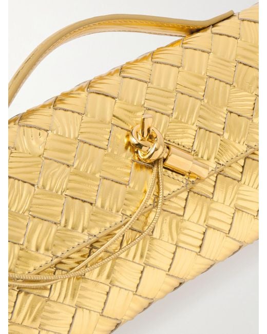 Bottega Veneta Long Andiamo Intrecciato Metallic Leather Clutch