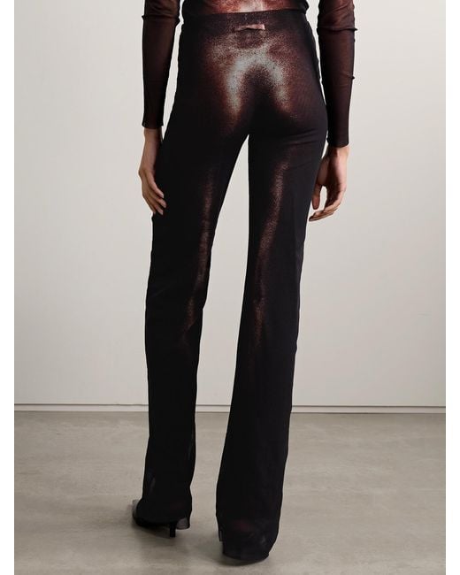 Jean Paul Gaultier Blue Body Dust Trompe L'Oeil Printed Mesh Straight-Leg Pants