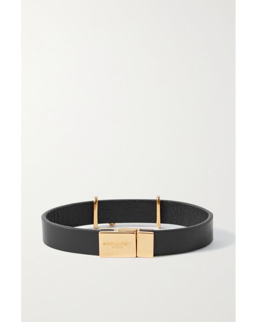 Saint Laurent White Opyum Leather And-Tone Bracelet