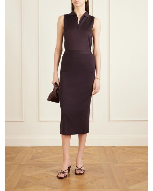 Veronica de Piante Blue Caterina Silk Midi Skirt