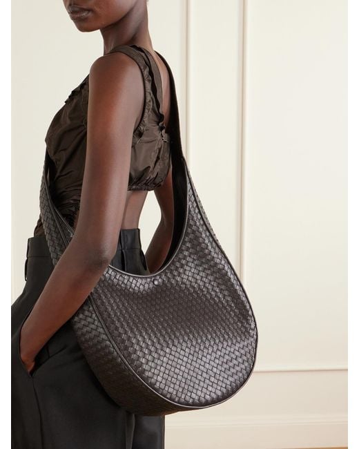 Bottega Veneta Black Ovetto Intrecciato Leather Shoulder Bag