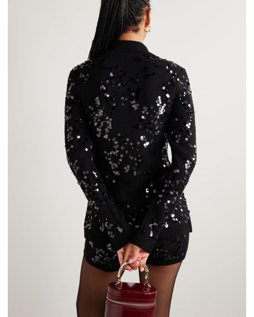 Gucci Black Sequin-Embellished Bouclé Cardigan