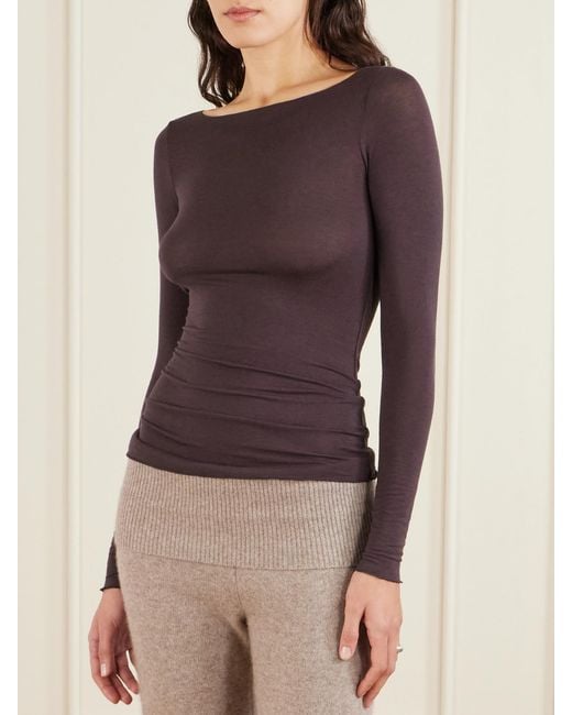 Skims Purple Long Sleeve Boatneck Top – Phoenix – Oberteil