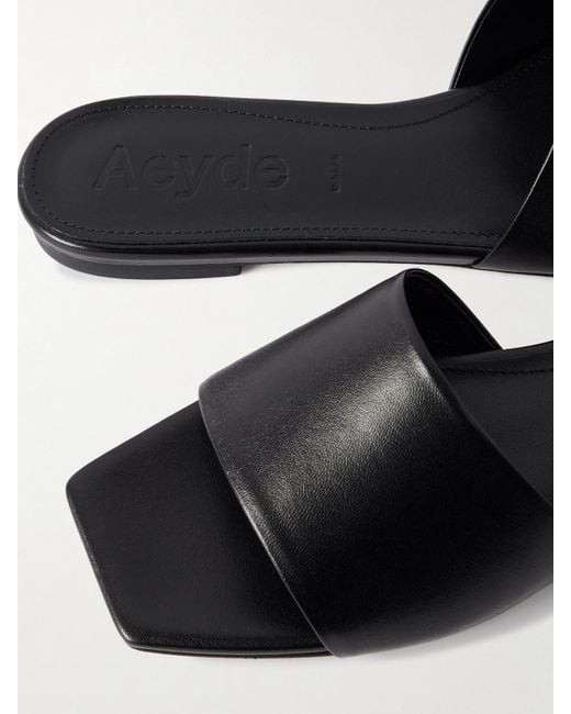 Aeyde Black Anna Pantoletten Aus Leder