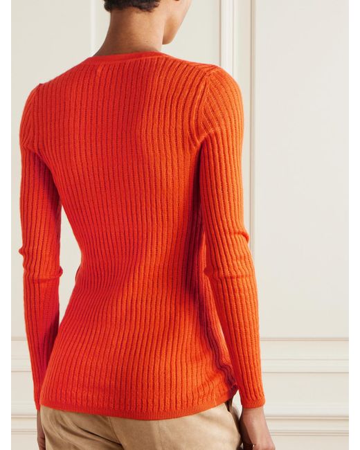 Gabriela Hearst Red Emma Cardigan Aus Einer Gerippten Kaschmir-Seidenmischung