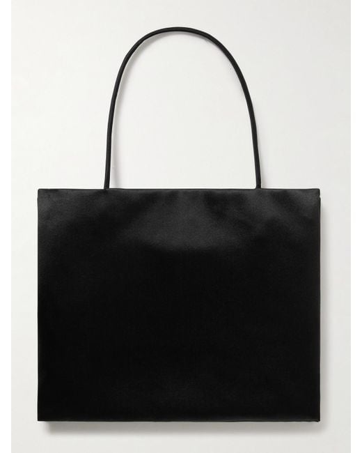 The Row Black Cecily Silk-Satin Tote
