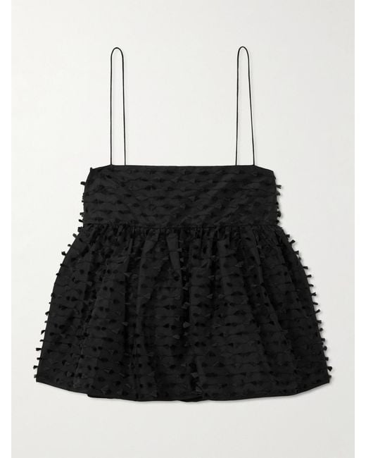 CECILIE BAHNSEN Black Babette Fil Coupé Shell Peplum Top