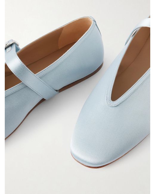 Le Monde Beryl Blue Stella Satin Mary Jane Ballet Flats