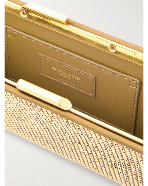 Saint Laurent Natural Midnight Clutch Aus Satin Mit Kristallen