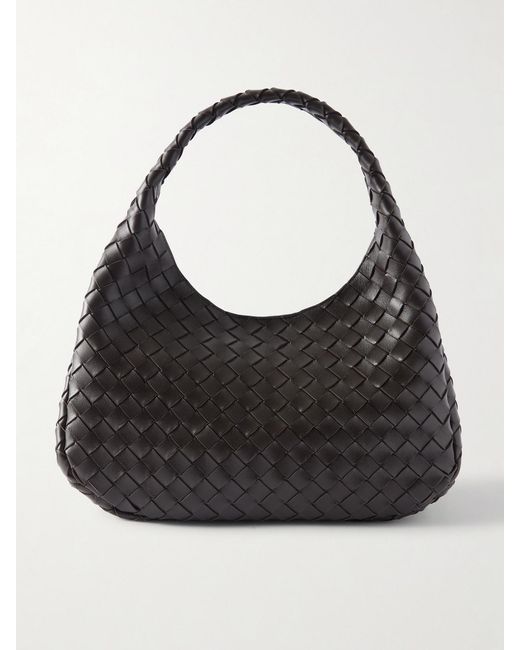 Bottega Veneta Black Campana Small Intrecciato Leather Shoulder Bag