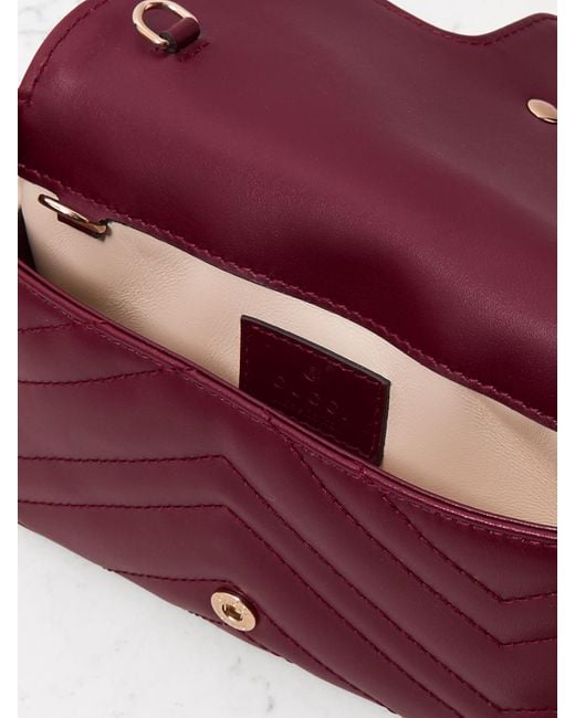 Sac Porté Épaule En Cuir À Surpiqûres Gg Marmont 2.0 Mini Gucci en coloris Red