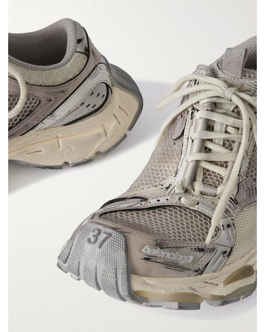 Balenciaga Natural Stapler Distressed Mesh And Rubber Sneakers
