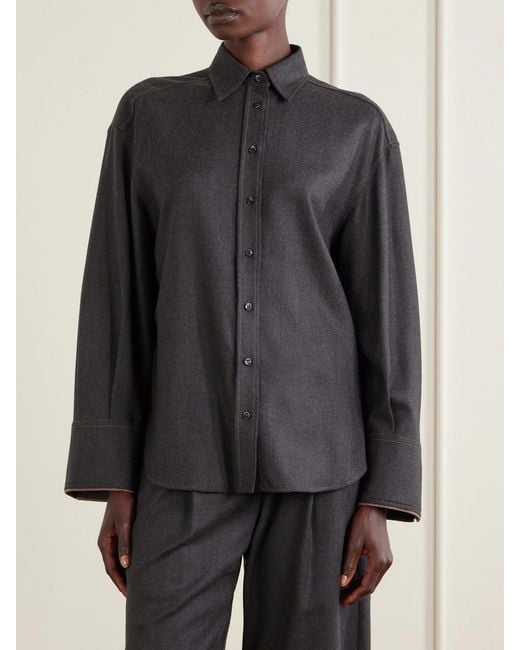 Brunello Cucinelli Blue Oversized Wool Shirt