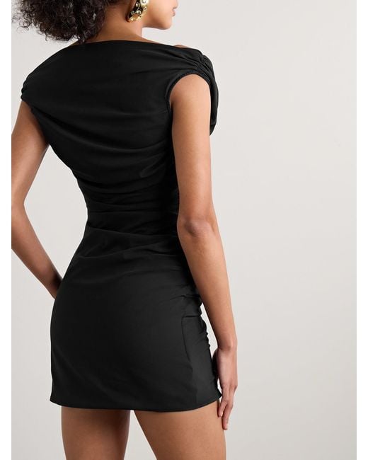 Jacquemus Black Rita Draped Gathered Crepe De Chine Mini Dress