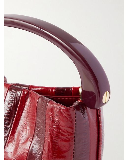 Dries Van Noten Red Eel-Effect Leather Shoulder Bag