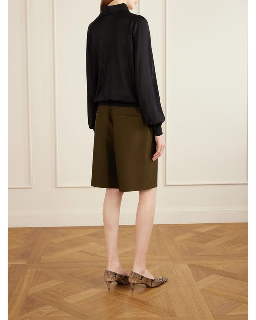 Khaite Black Alexa Silk-Knitted Polo Sweater