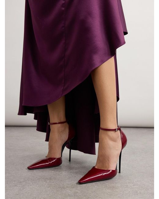 Alaïa Pink D'Orsay 90 Glossed Textured-Leather Pumps
