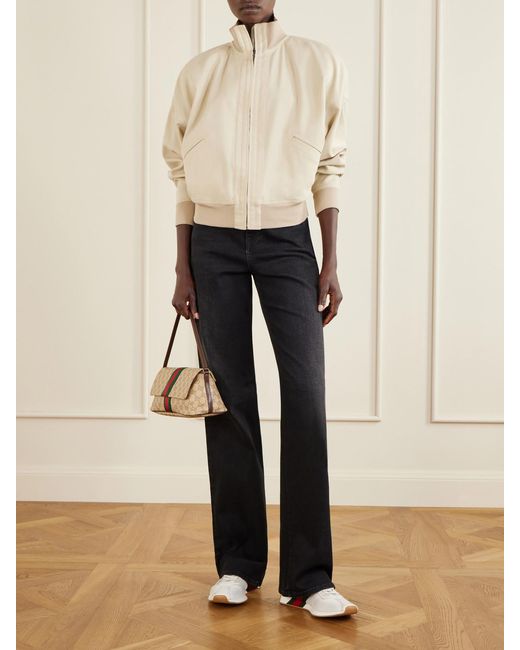 Gucci White Tempo Web-Detailed Suede-Trimmed Mesh Sneakers
