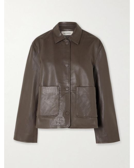 Rohe Brown Paneled Leather Jacket