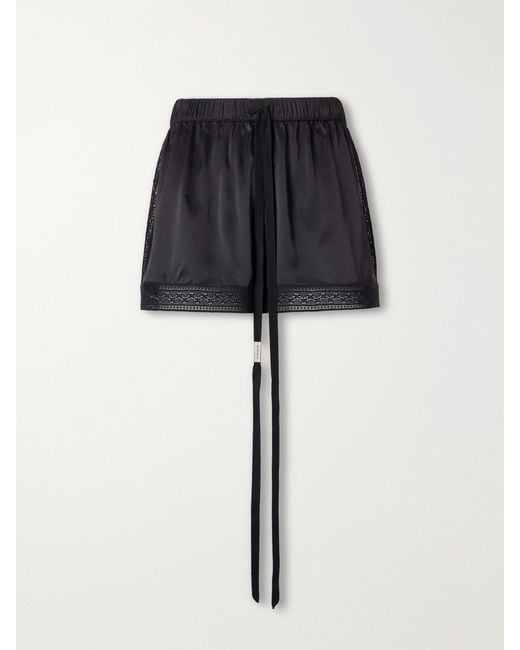 Ann Demeulemeester Black Anda Lace-Trimmed Silk-Satin Shorts