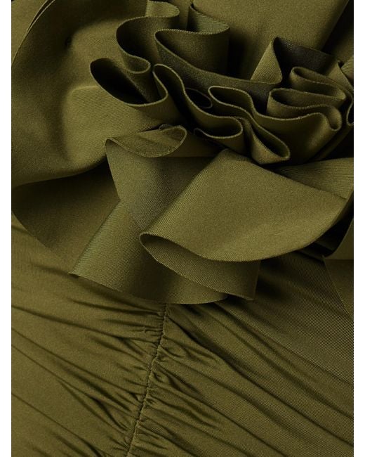 Maygel Coronel Green Estribo Asymmetrisches Minikleid Aus Gerafftem Stretch-Jersey Mit Applikationen