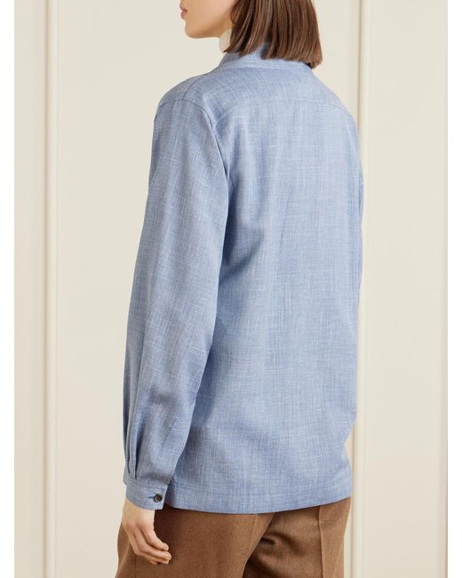 Loro Piana Blue Ida Wool, Silk And Linen-Blend Shirt