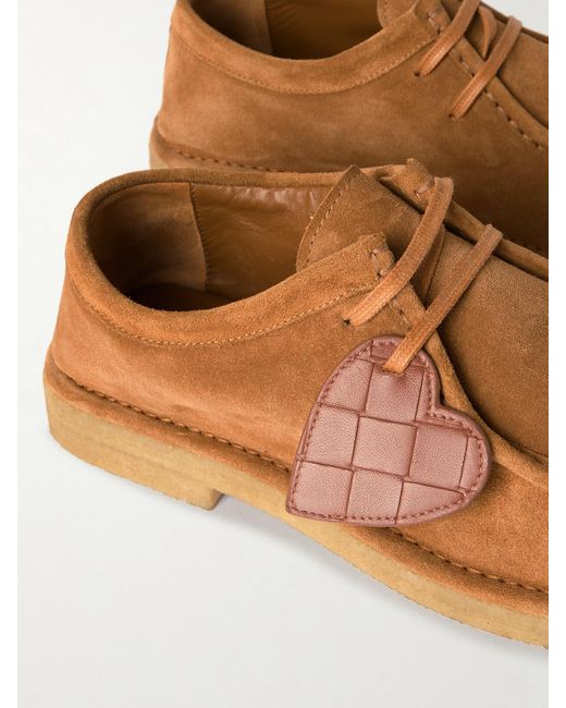 Bottega Veneta Brown Intrecciato Leather-Trimmed Suede Loafers
