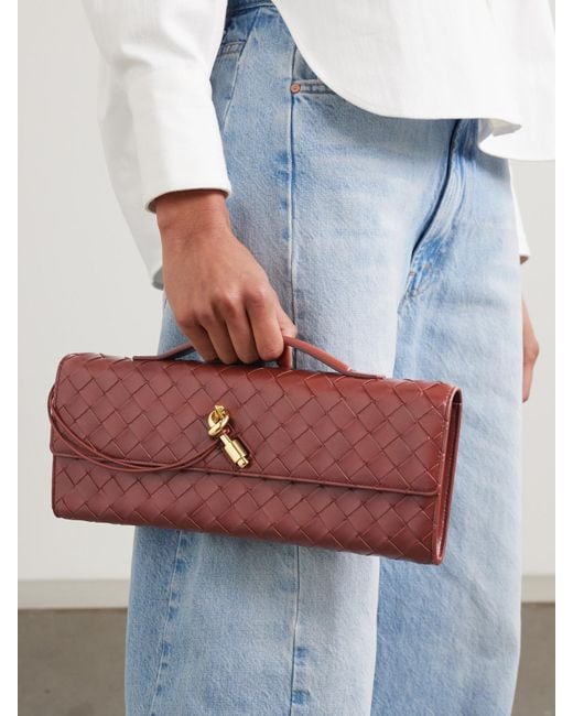 Bottega Veneta Red Andiamo Long Intrecciato Leather Clutch