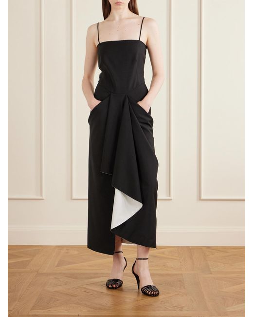 Givenchy Blue Asymmetric Wool And Mohair-Blend Midi Wrap Dress