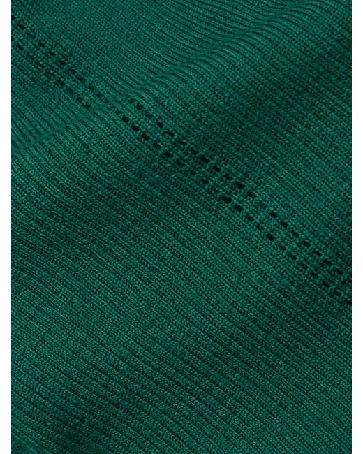 Gabriela Hearst Green Lillian Pointelle-Knit Wool Cardigan