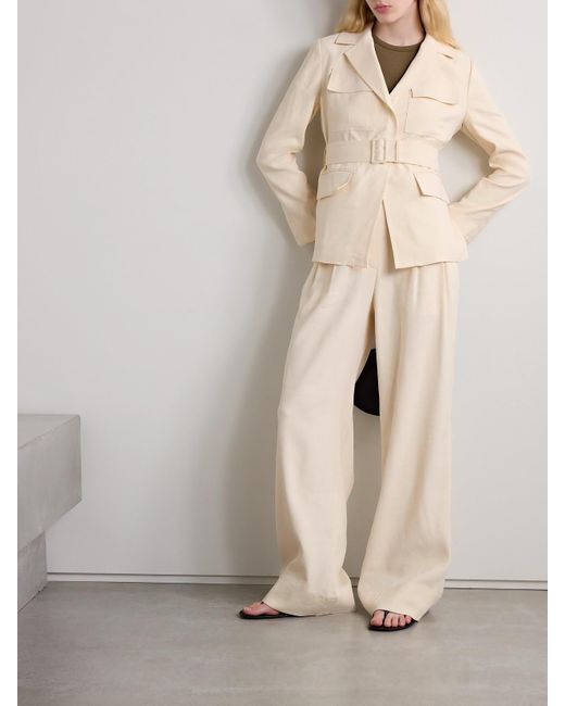 Blazer En Serge De Lin Mélangé À Ceinture Savannah A.L.C. en coloris Natural