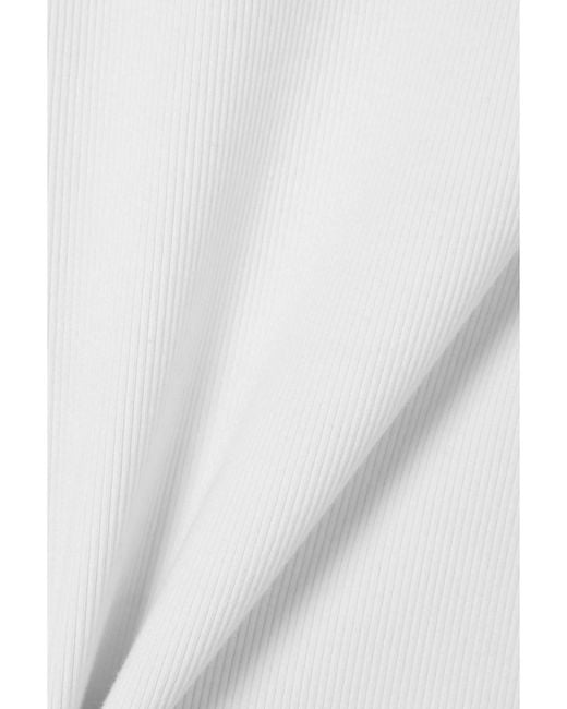 Bottega Veneta White Ribbed Stretch-Cotton Jersey Tank